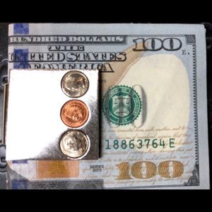 Brushed Silver Money Clip with US Collector Coins